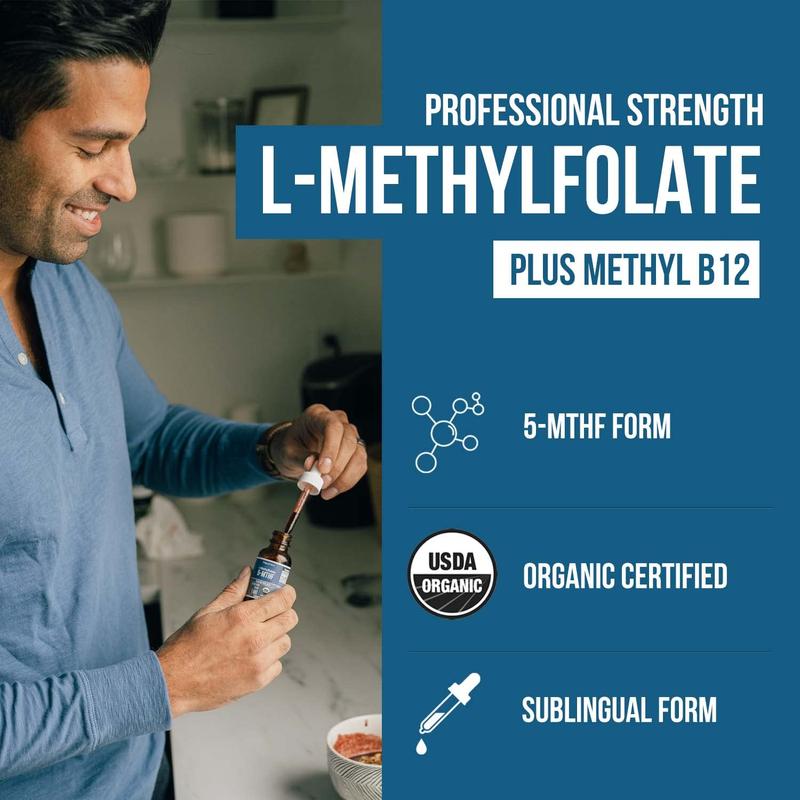 L-Methyl Folate 15mg + B12: Professional Liquid for Mood & Brain